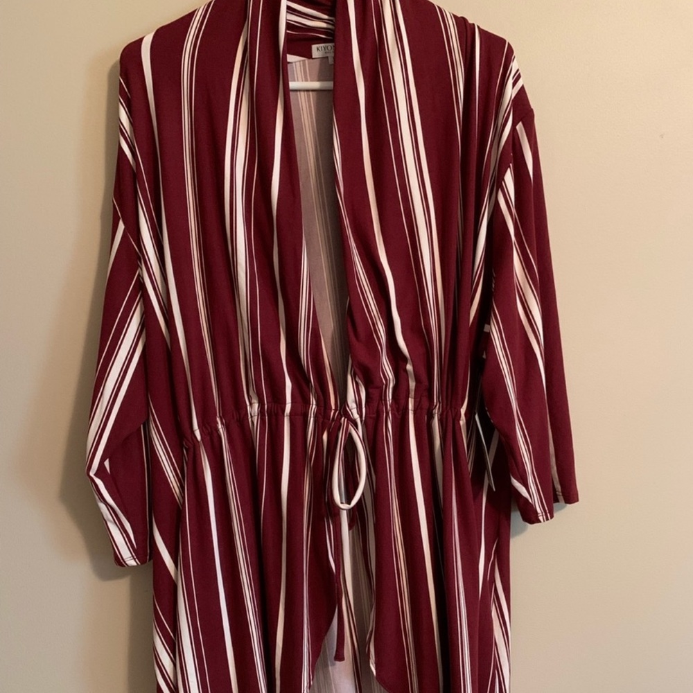 Kiyonna NWT: Bellini Top, plus size 3 3x striped cover up sweater open front top